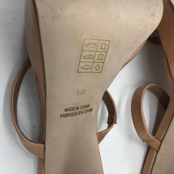Jeffrey Campbell Hustler Patent Leather Beige Square Toe Block Heel Sandals 10 - Picture 7 of 7